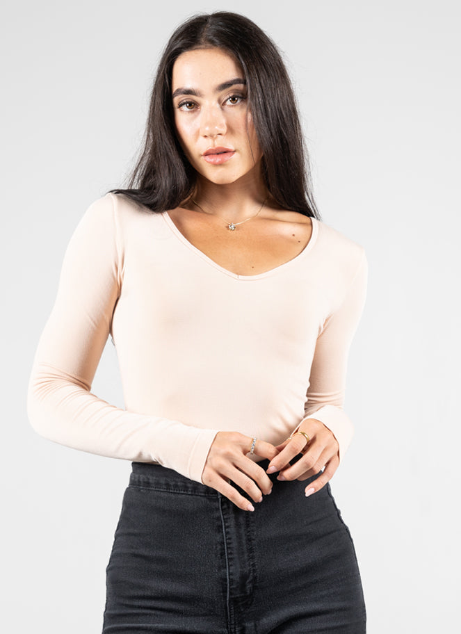 Bamboo V-Neck Long Sleeve Top