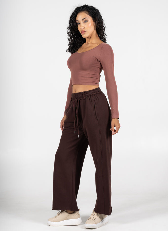 Recycled Poly/Cotton Fleece Wide Leg Pant