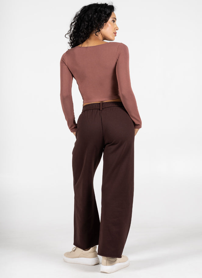 Recycled Poly/Cotton Fleece Wide Leg Pant