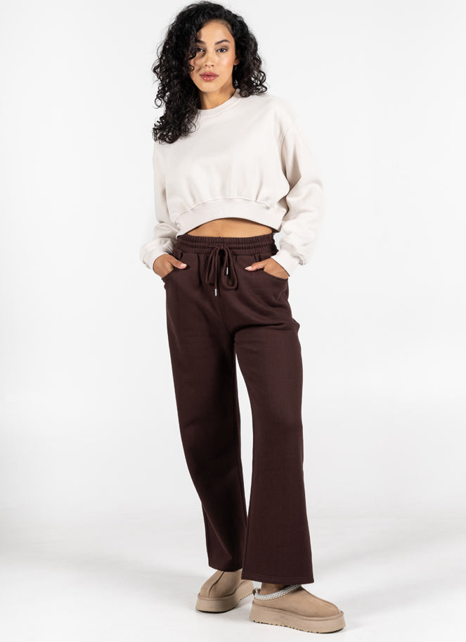 Recycled Poly/Cotton Fleece Front Pocket Wide Leg Pant