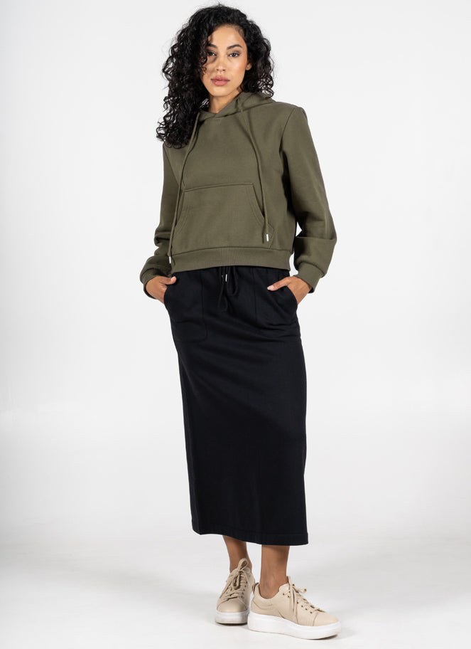 Recycled Poly/Cotton Fleece Front Pocket Skirt