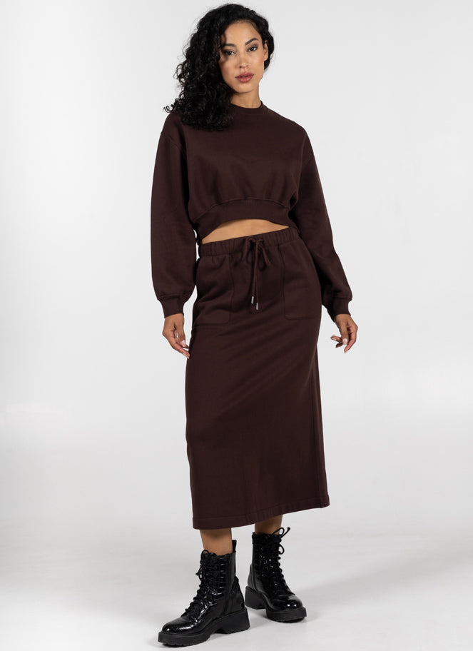 Recycled Poly/Cotton Fleece Front Pocket Skirt