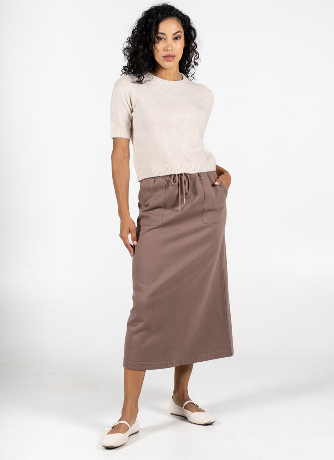 Recycled Poly/Cotton Fleece Front Pocket Skirt