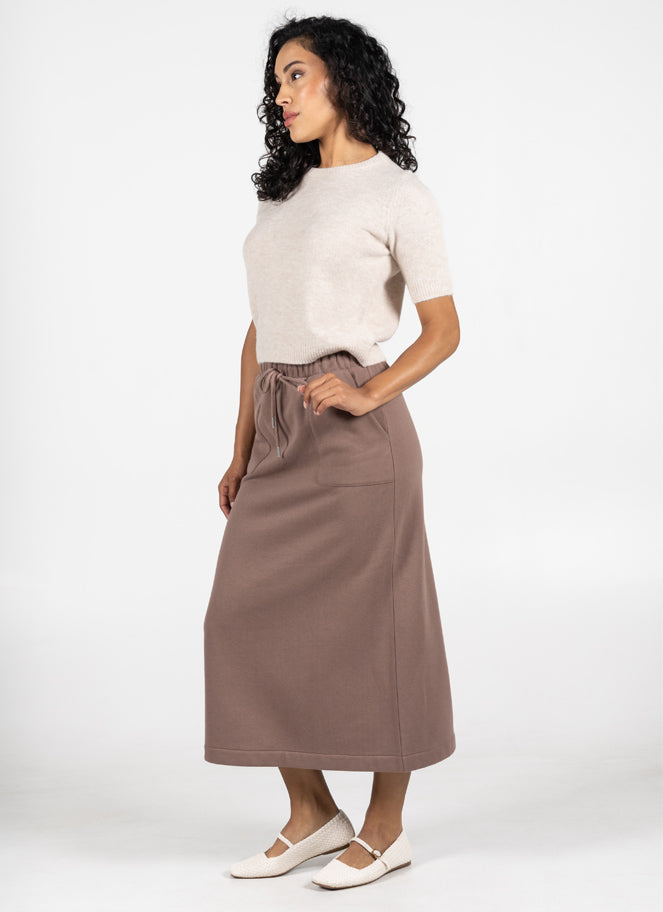 Recycled Poly/Cotton Fleece Front Pocket Skirt