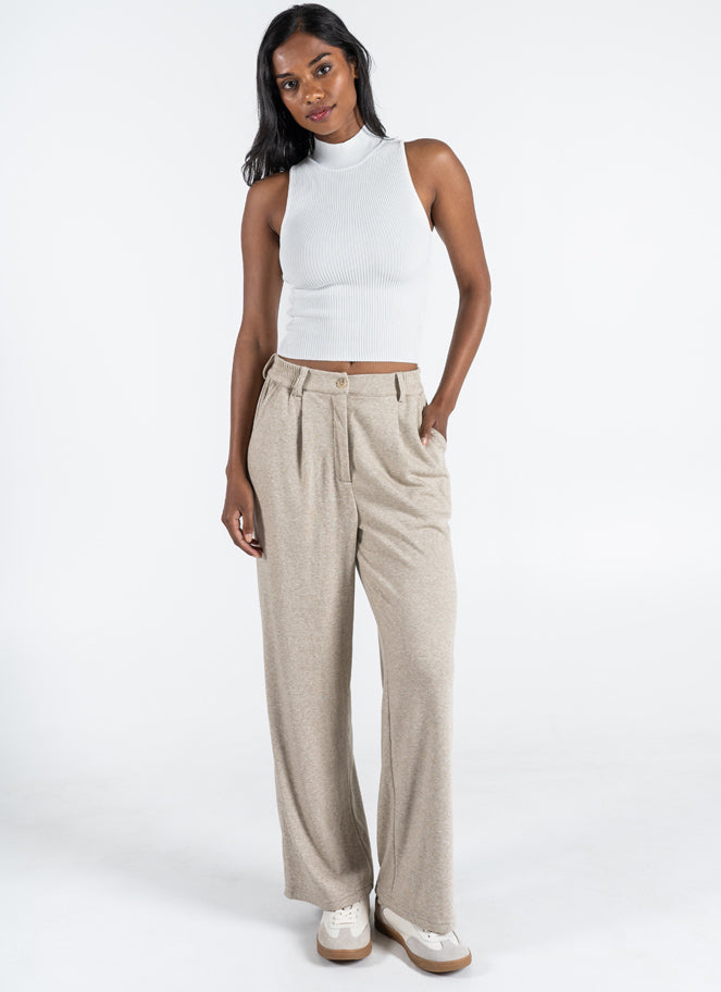 Brushed Pleat Front Pants