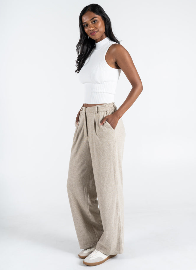 Brushed Pleat Front Pants