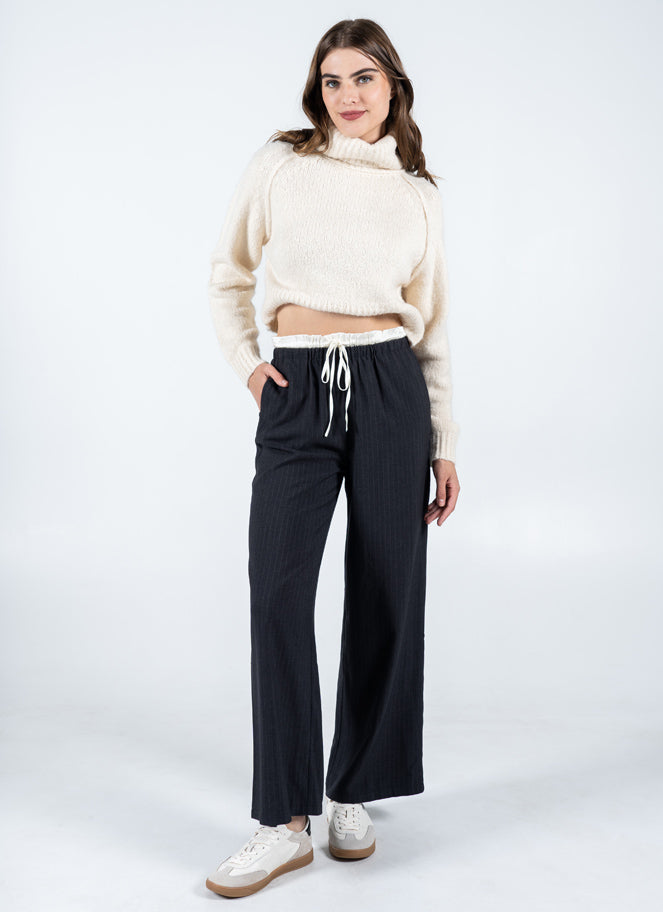 Double Waistband Pinstripe Pant