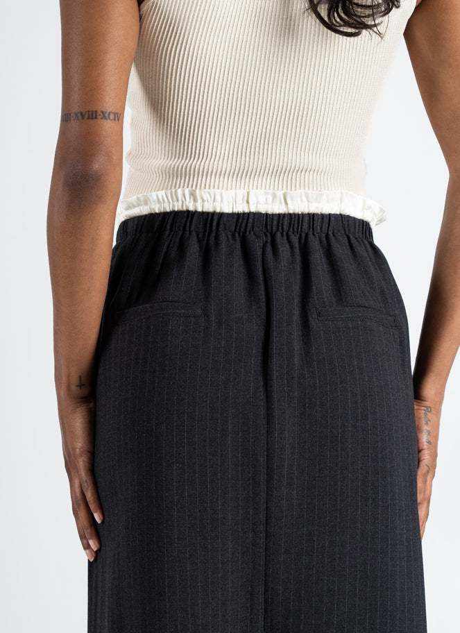 Double Waistband Pinstripe Skirt