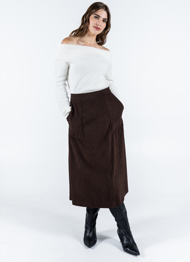 Corduroy A Line Midi Skirt