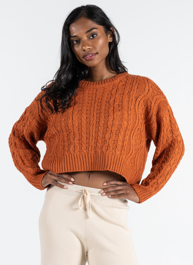 Crop Cable Knit Sweater