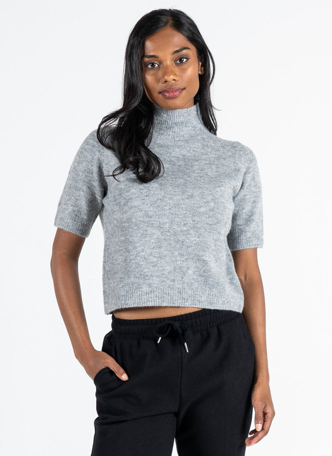 S/S Mock Neck Lightweight Sweater