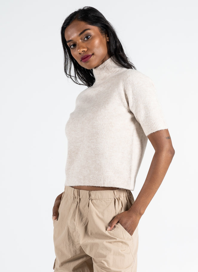 S/S Mock Neck Lightweight Sweater