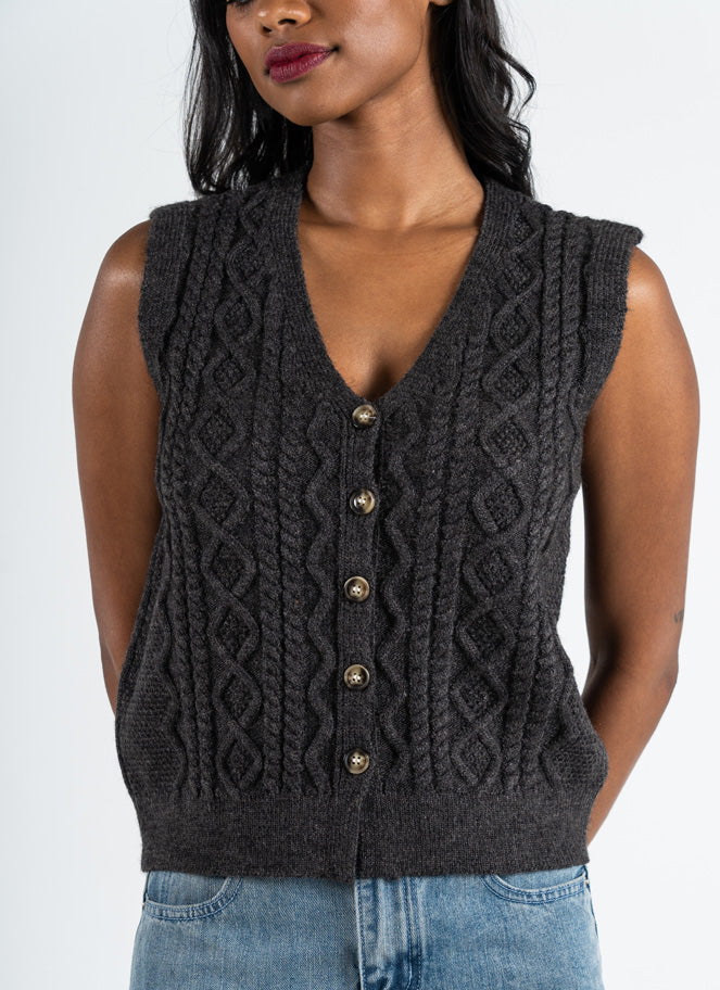 Button Down Cable Knit Vest