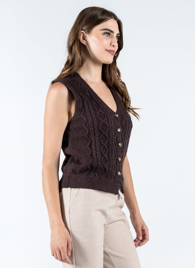 Button Down Cable Knit Vest