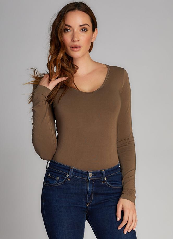 Bamboo V-Neck Long Sleeve Top