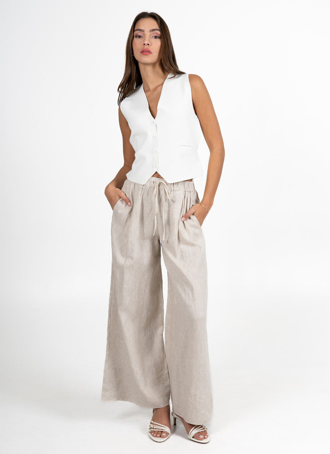 100% Linen Wide Leg Pants