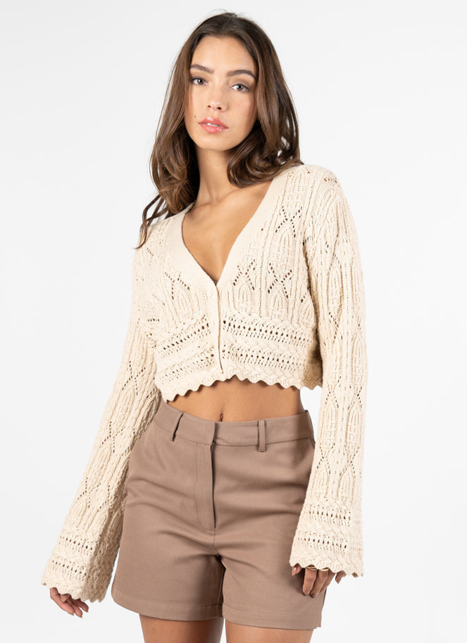 Cotton Crochet Crop Cardigan