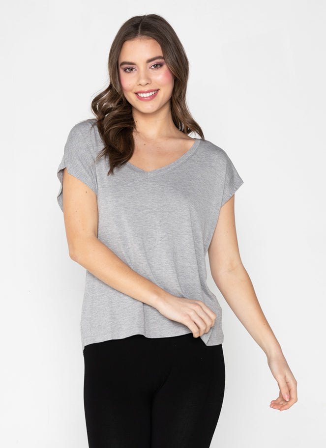 Bamboo C/S V Neck Top